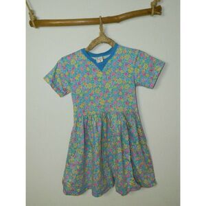 Hanna‎ Andersson Dress Aqua Turquoise Yellow Floral Dress Size 120